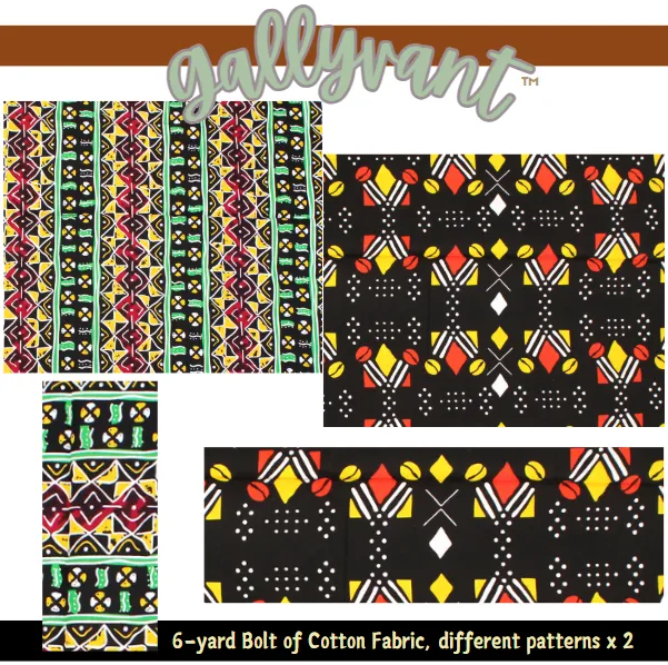 Fabric Bolts - Black, Yellow, Red Shield with Yellow Shells   Red, Yellow, Green - 6 Yards
