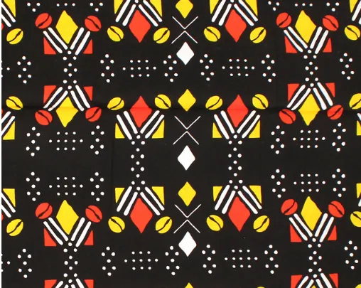 Fabric Bolts - Black, Yellow, Red Shield with Yellow Shells   Red, Yellow, Green - 6 Yards