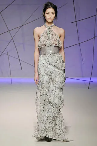 Fall 2008 Ungaro by Esteban Cortazar Printed Chiffon Backless Halter Dress