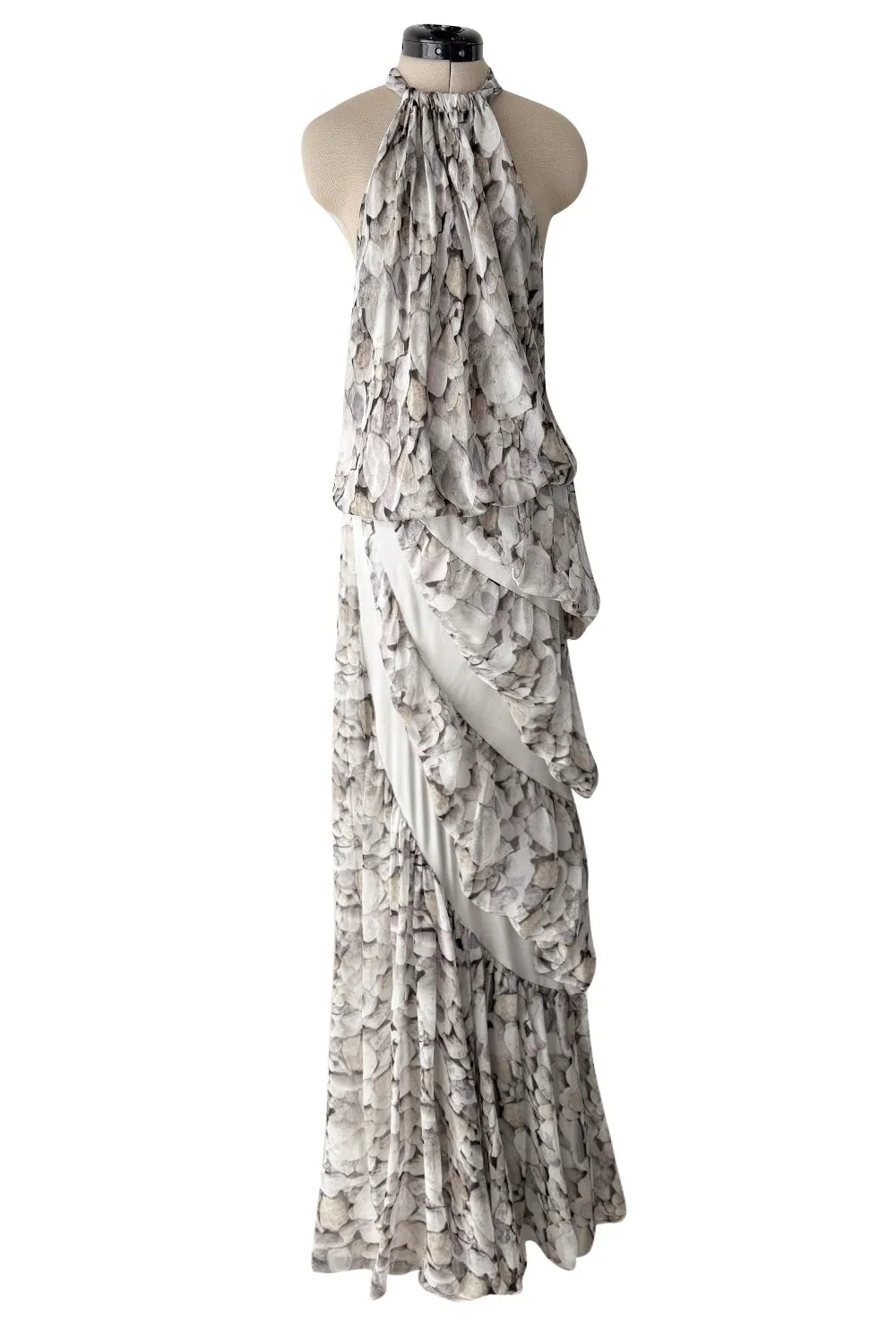 Fall 2008 Ungaro by Esteban Cortazar Printed Chiffon Backless Halter Dress