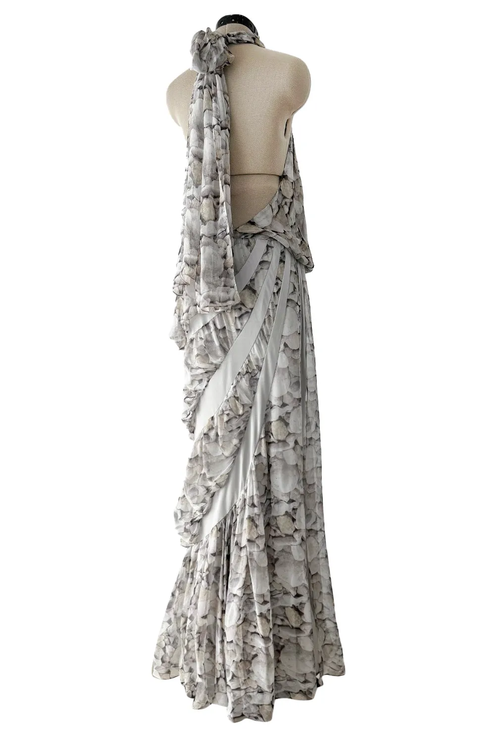 Fall 2008 Ungaro by Esteban Cortazar Printed Chiffon Backless Halter Dress