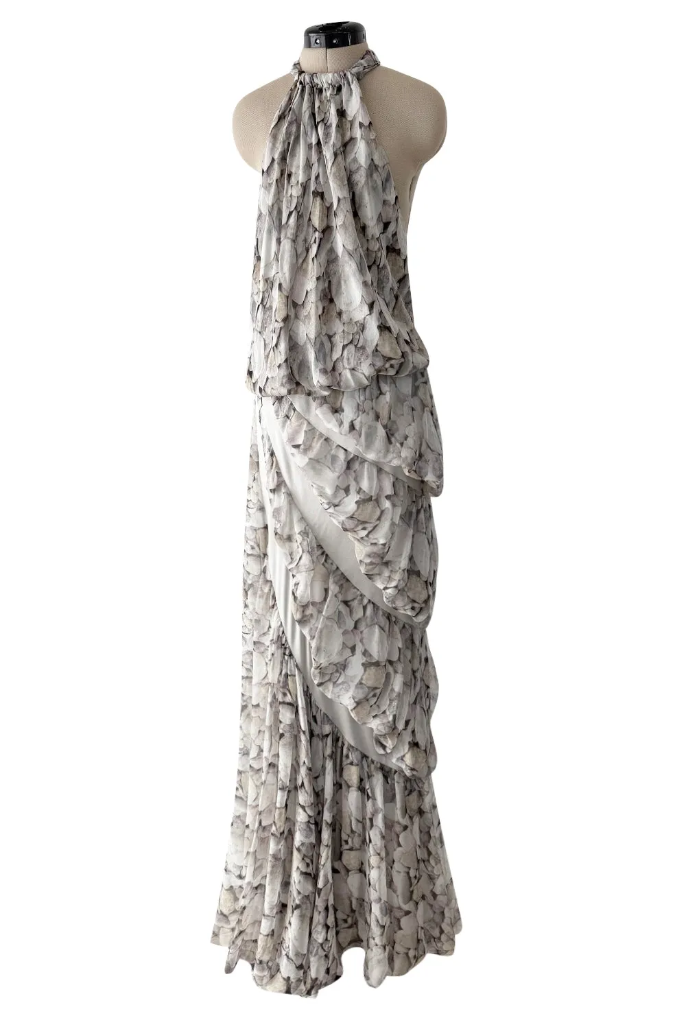 Fall 2008 Ungaro by Esteban Cortazar Printed Chiffon Backless Halter Dress