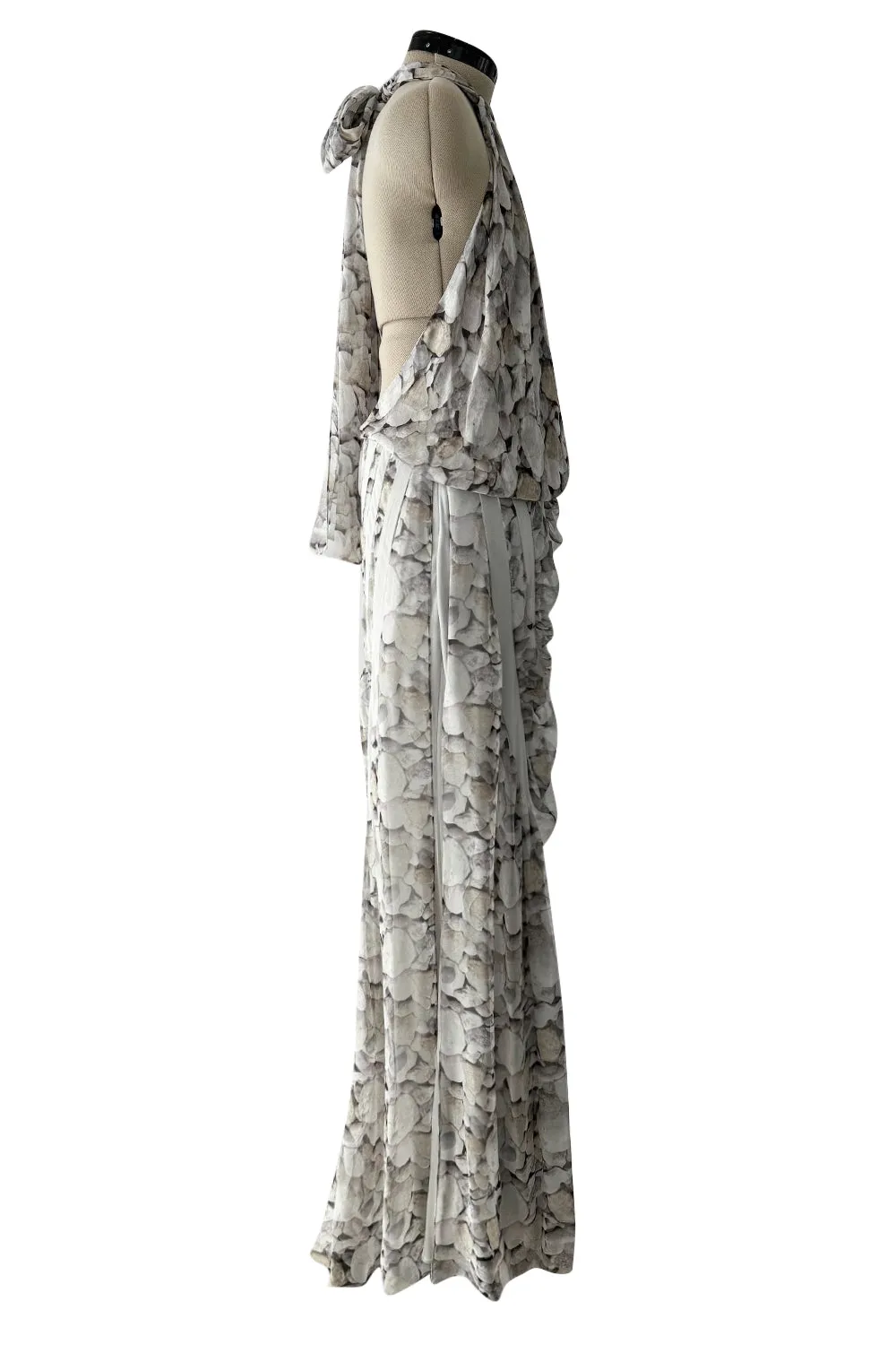 Fall 2008 Ungaro by Esteban Cortazar Printed Chiffon Backless Halter Dress