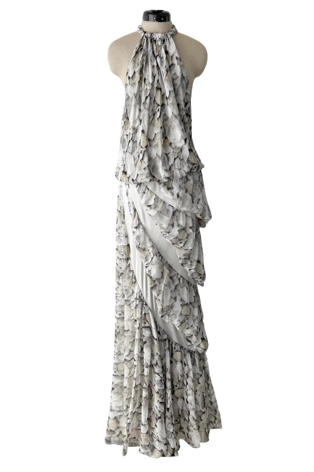 Fall 2008 Ungaro by Esteban Cortazar Printed Chiffon Backless Halter Dress