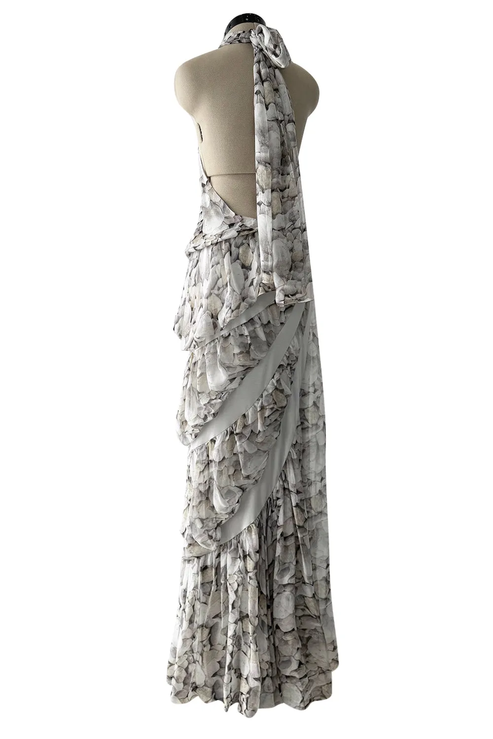 Fall 2008 Ungaro by Esteban Cortazar Printed Chiffon Backless Halter Dress