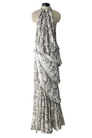 Fall 2008 Ungaro by Esteban Cortazar Printed Chiffon Backless Halter Dress