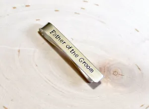 Father of the groom personalized sterling silver wedding tie clip