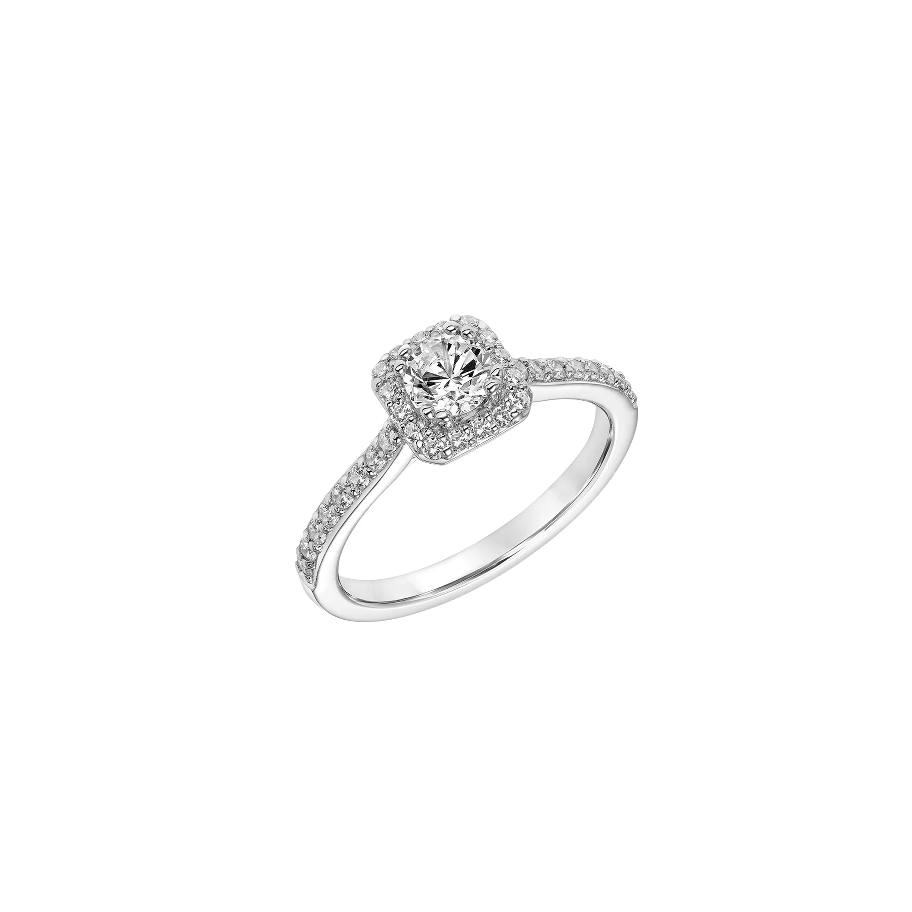 Fink's Exclusive 14K White Gold Round Diamond Halo Engagement Ring with Diamond Shank Accent