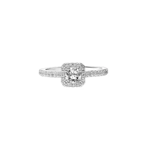 Fink's Exclusive 14K White Gold Round Diamond Halo Engagement Ring with Diamond Shank Accent