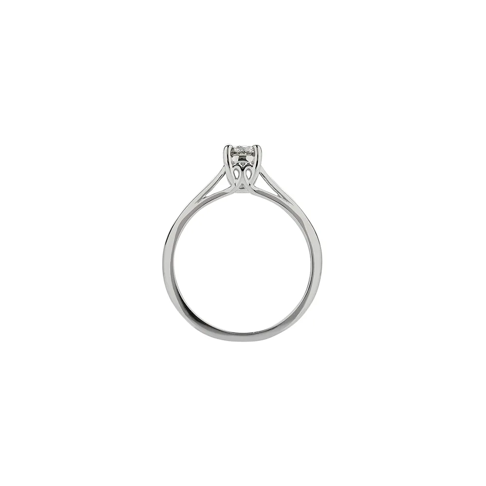 Fink's Exclusive 14K White Gold Solitaire Diamond Cathedral Engagement Ring