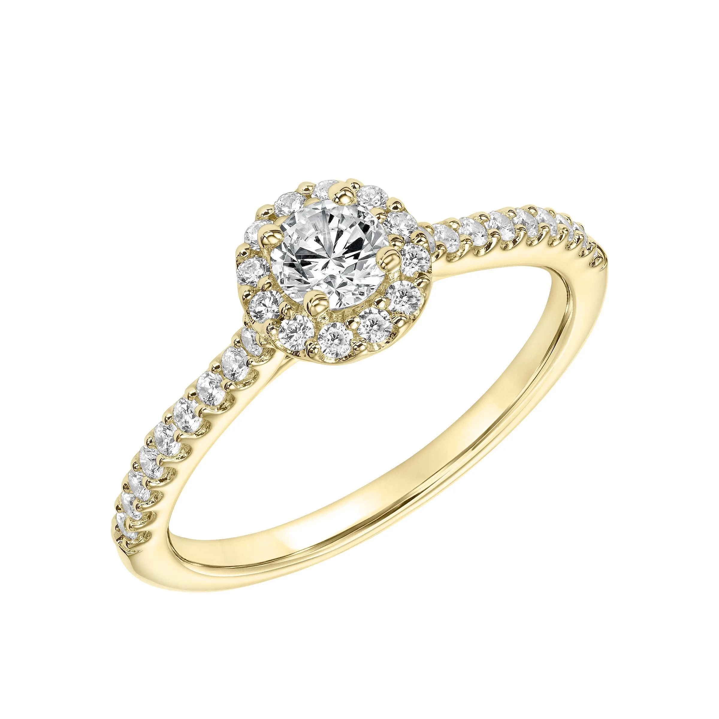 Fink's Exclusive 14K Yellow Gold Round Diamond Halo Engagement Ring