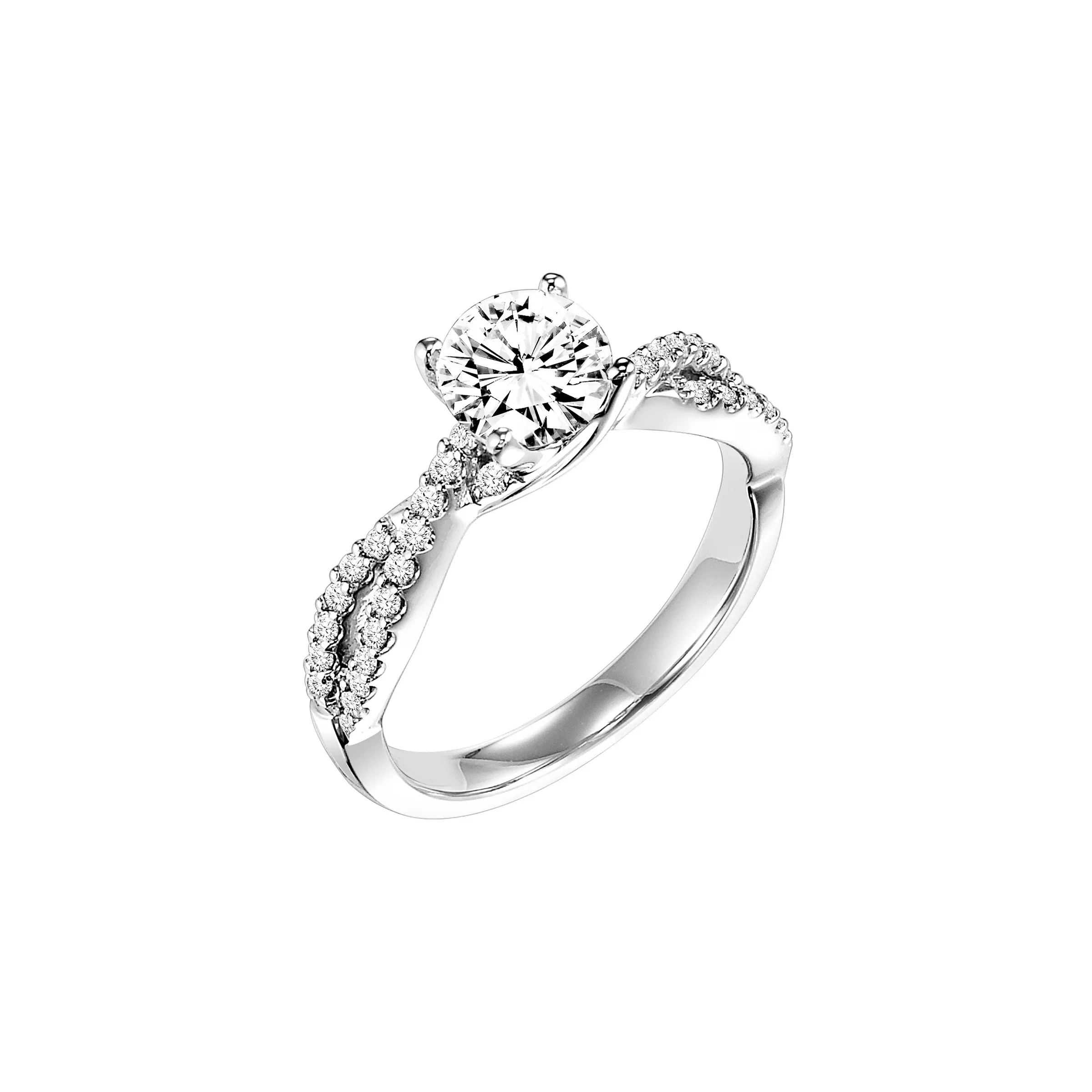 Fink's Exclusive Round Diamond Twist Shank Engagement Ring