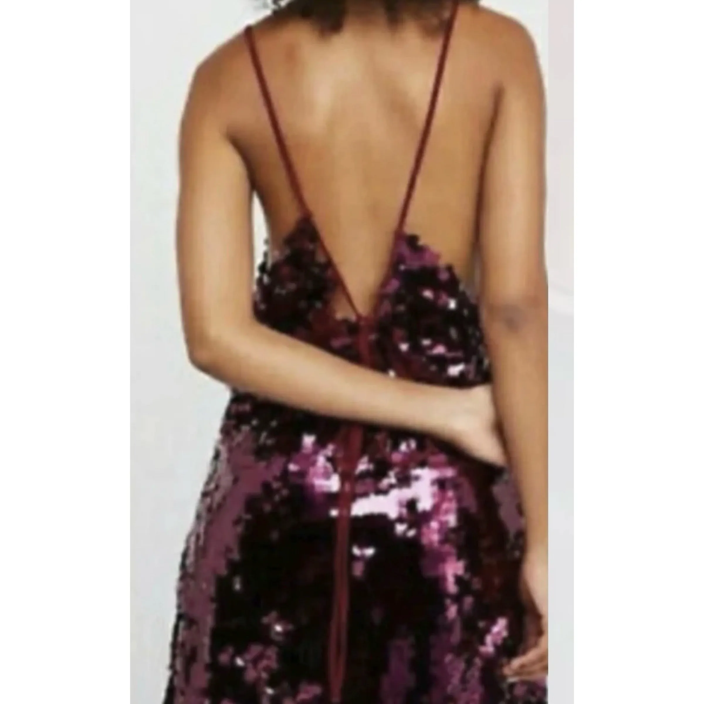 FREE PEOPLE PAILLETTE Burgundy Party Midi Cocktail Dress Size 14