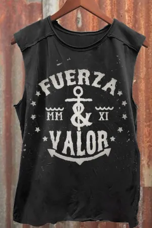 Fuerza Valor Art Print 100% Cotton Casual Tank Top