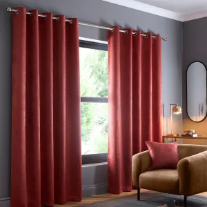 Fusion Strata Eyelet Curtains  - Terracotta
