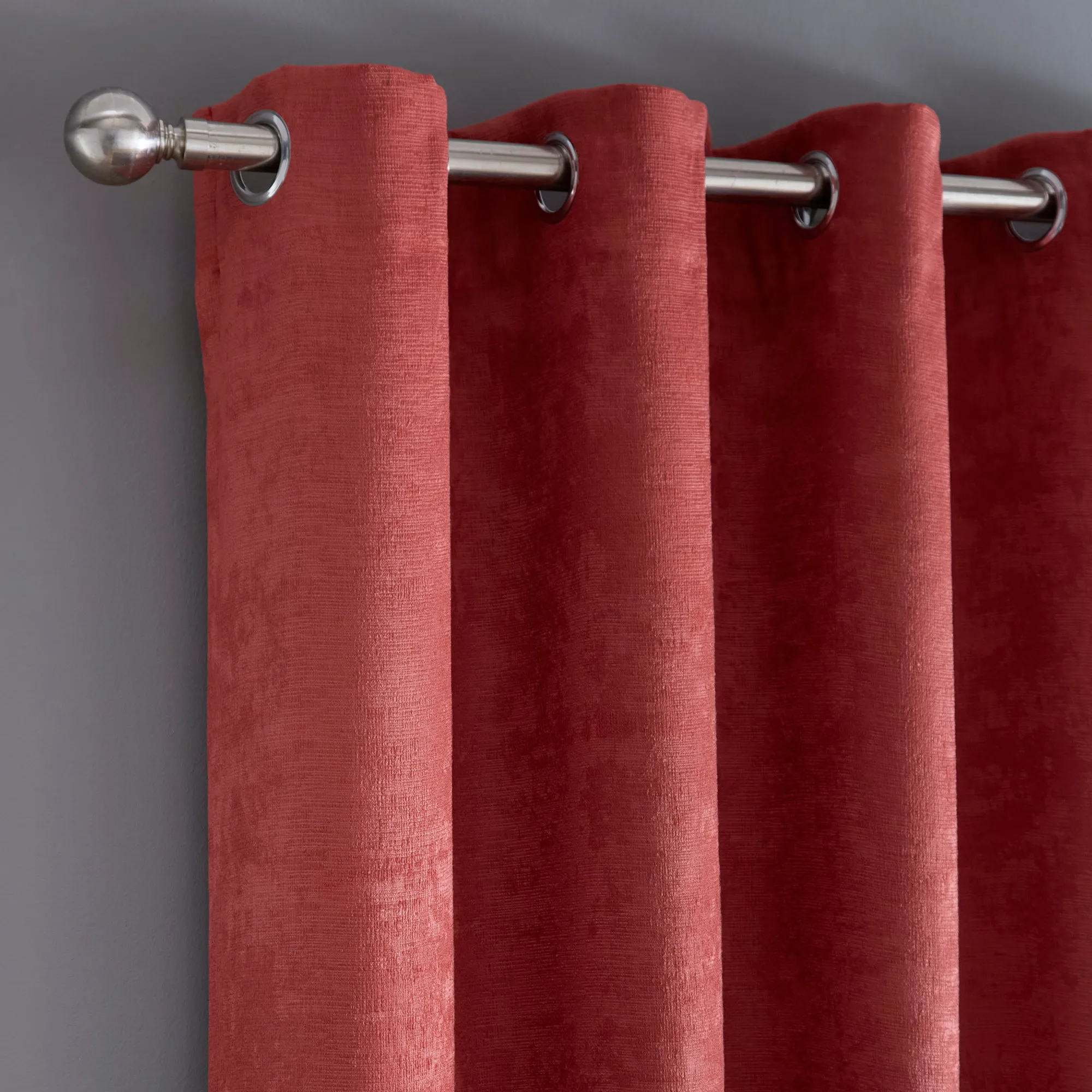 Fusion Strata Eyelet Curtains  - Terracotta