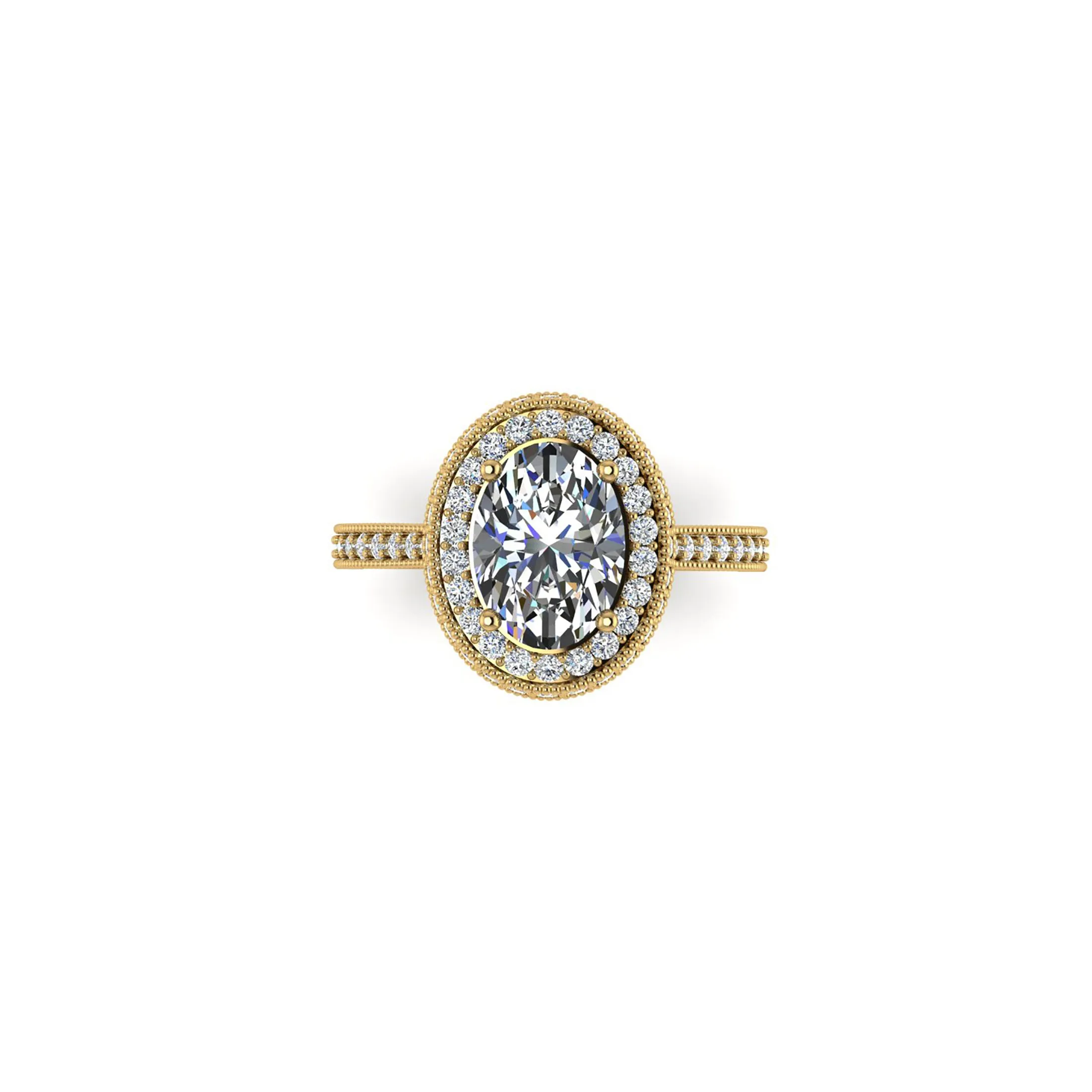 GIA Certified 1.50 Carat Oval Diamond Halo 18k yellow gold Engagement Ring