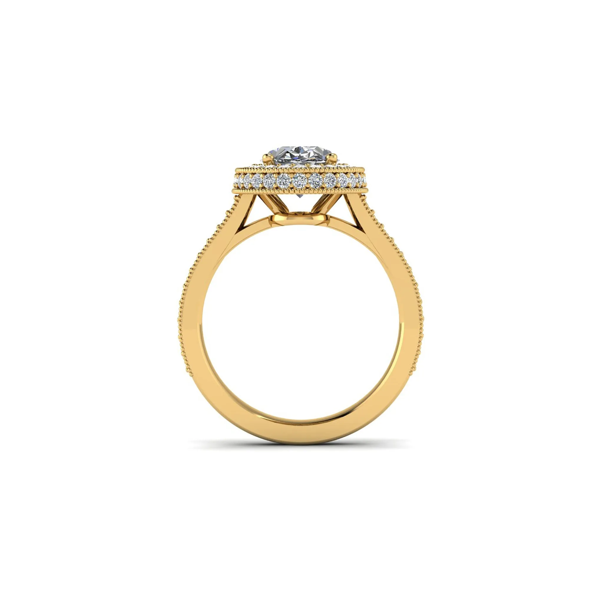 GIA Certified 1.50 Carat Oval Diamond Halo 18k yellow gold Engagement Ring