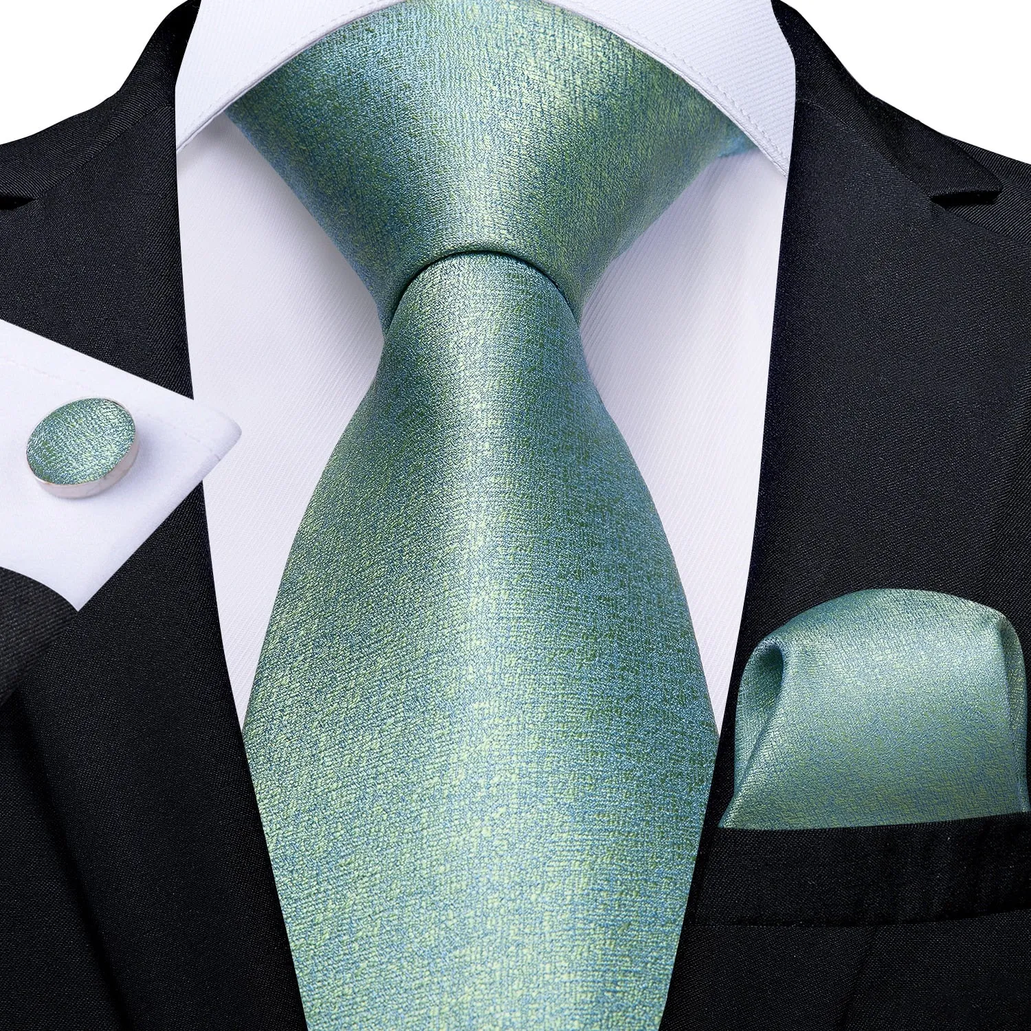 Gift Men Tie Teal Green Paisley Novelty Design Silk Wedding Tie for Men Handky cufflink Tie Set DiBanGu Party Business Fashion