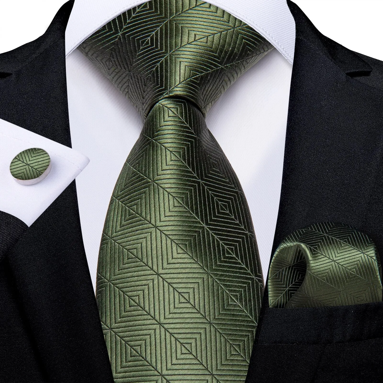 Gift Men Tie Teal Green Paisley Novelty Design Silk Wedding Tie for Men Handky cufflink Tie Set DiBanGu Party Business Fashion