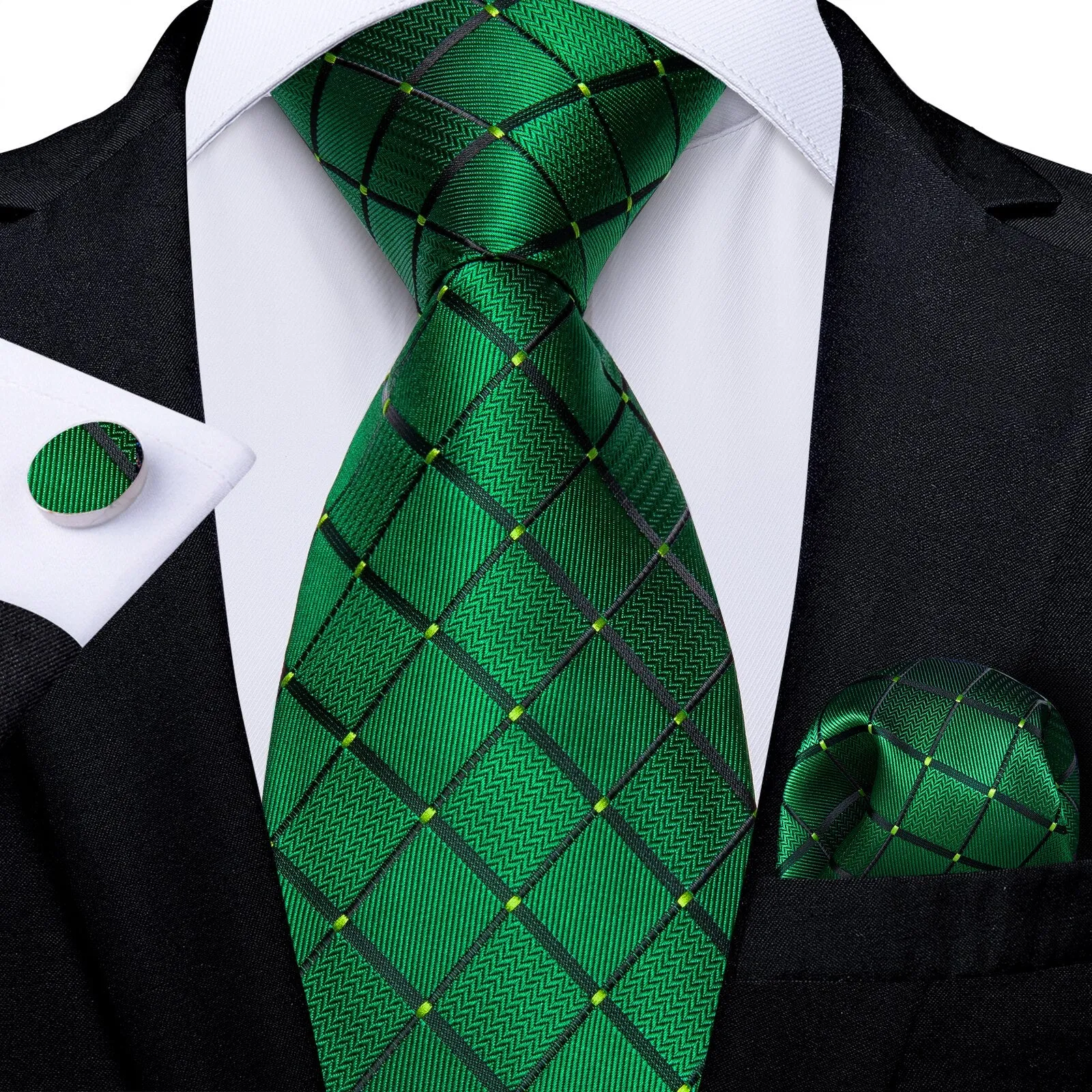 Gift Men Tie Teal Green Paisley Novelty Design Silk Wedding Tie for Men Handky cufflink Tie Set DiBanGu Party Business Fashion