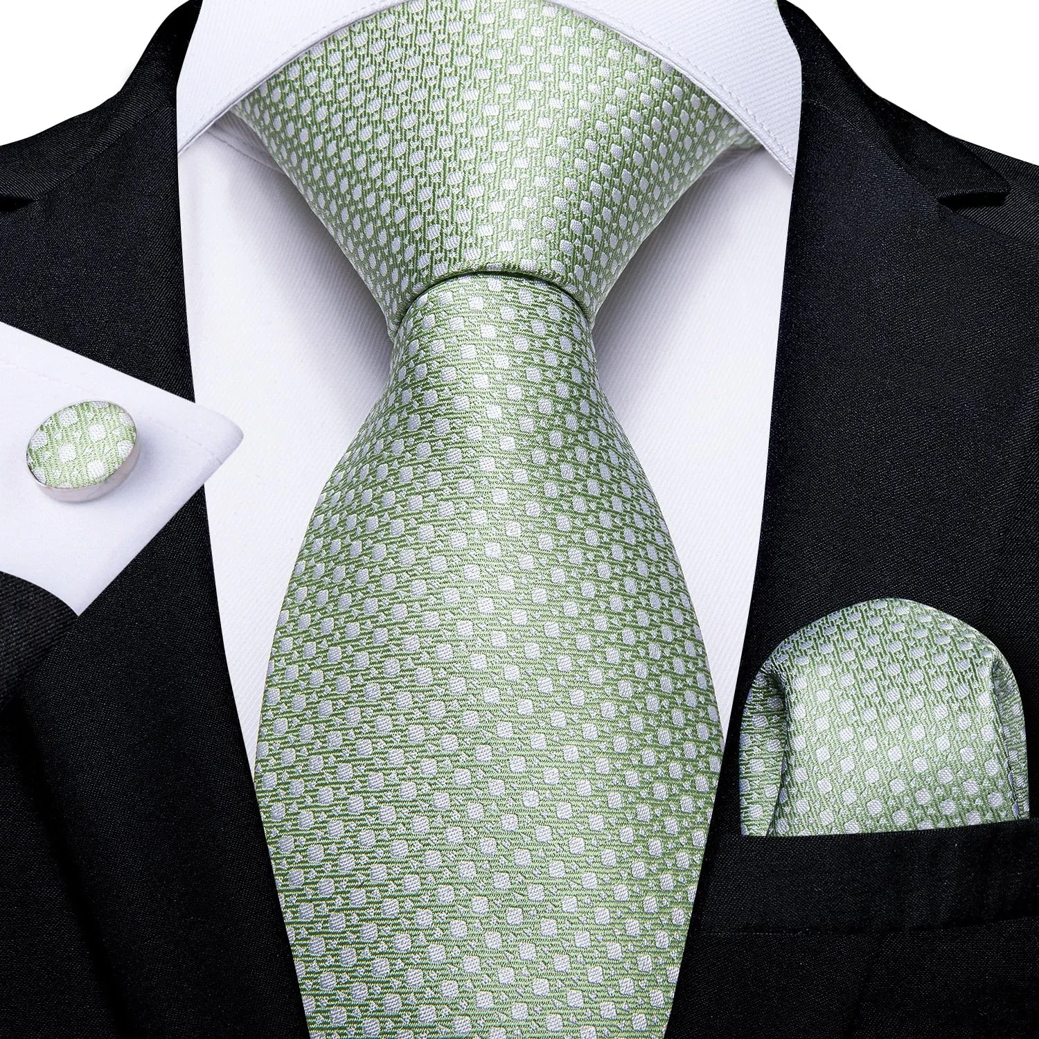 Gift Men Tie Teal Green Paisley Novelty Design Silk Wedding Tie for Men Handky cufflink Tie Set DiBanGu Party Business Fashion
