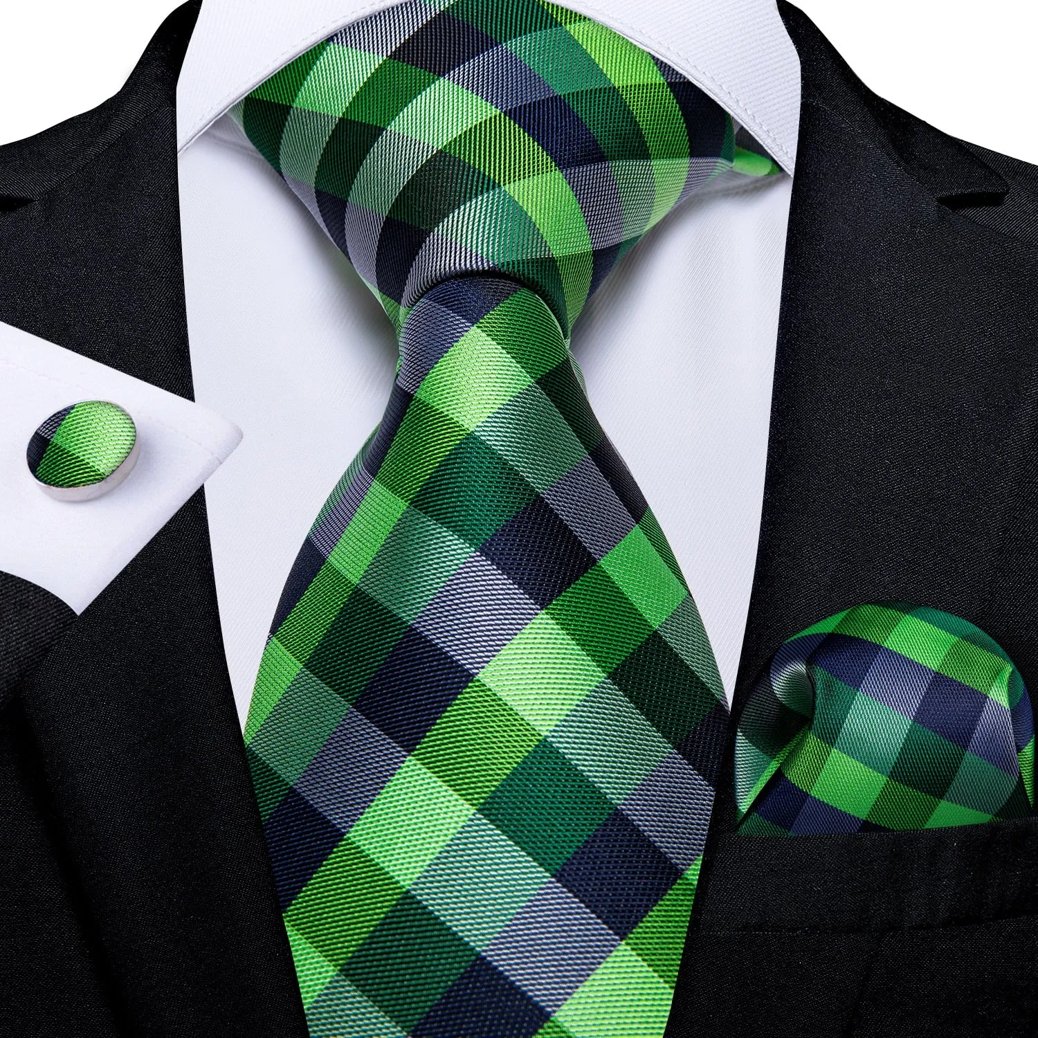 Gift Men Tie Teal Green Paisley Novelty Design Silk Wedding Tie for Men Handky cufflink Tie Set DiBanGu Party Business Fashion