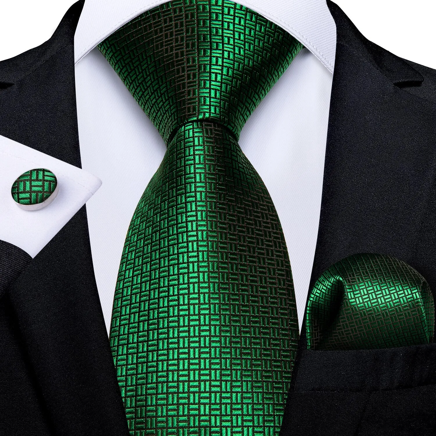 Gift Men Tie Teal Green Paisley Novelty Design Silk Wedding Tie for Men Handky cufflink Tie Set DiBanGu Party Business Fashion