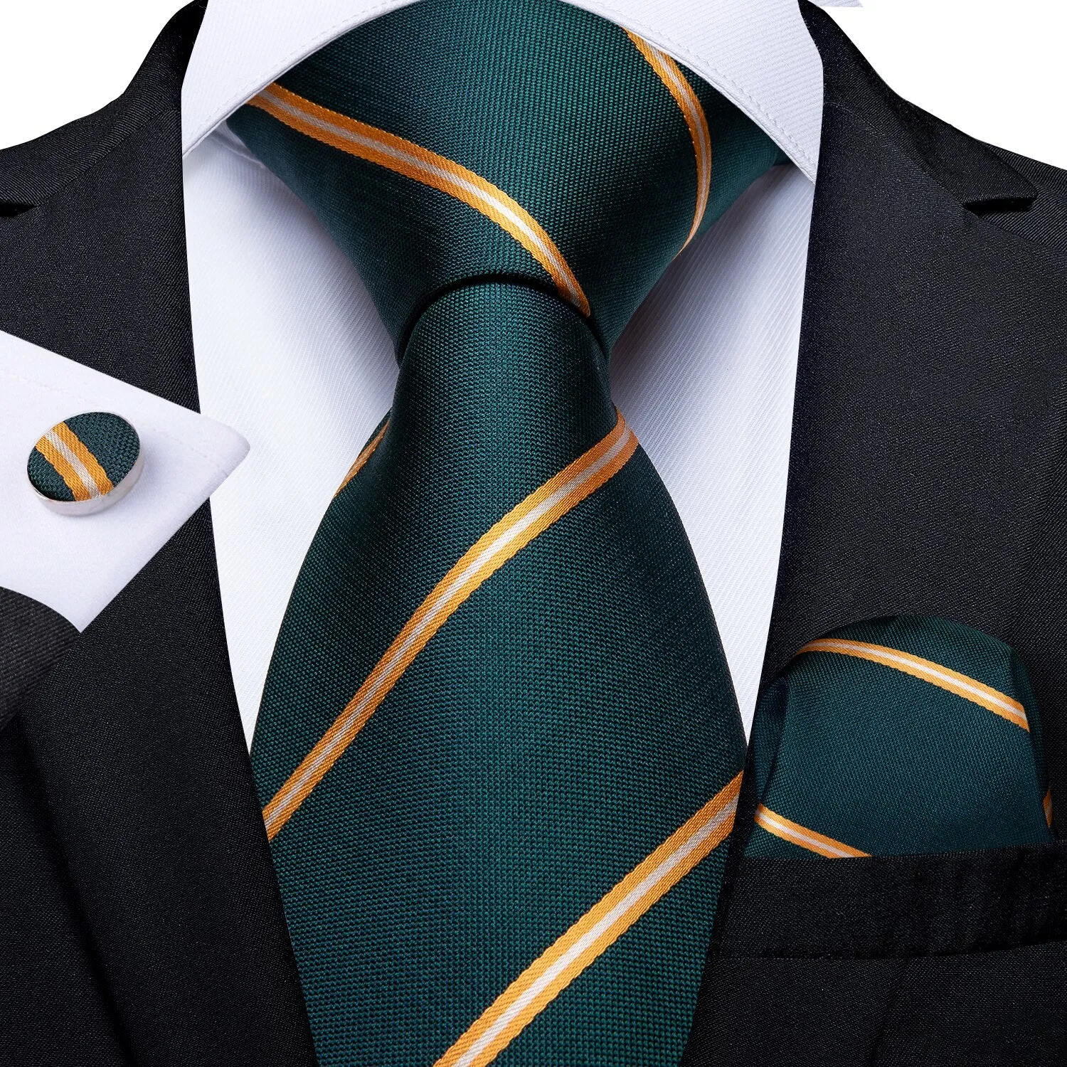 Gift Men Tie Teal Green Paisley Novelty Design Silk Wedding Tie for Men Handky cufflink Tie Set DiBanGu Party Business Fashion
