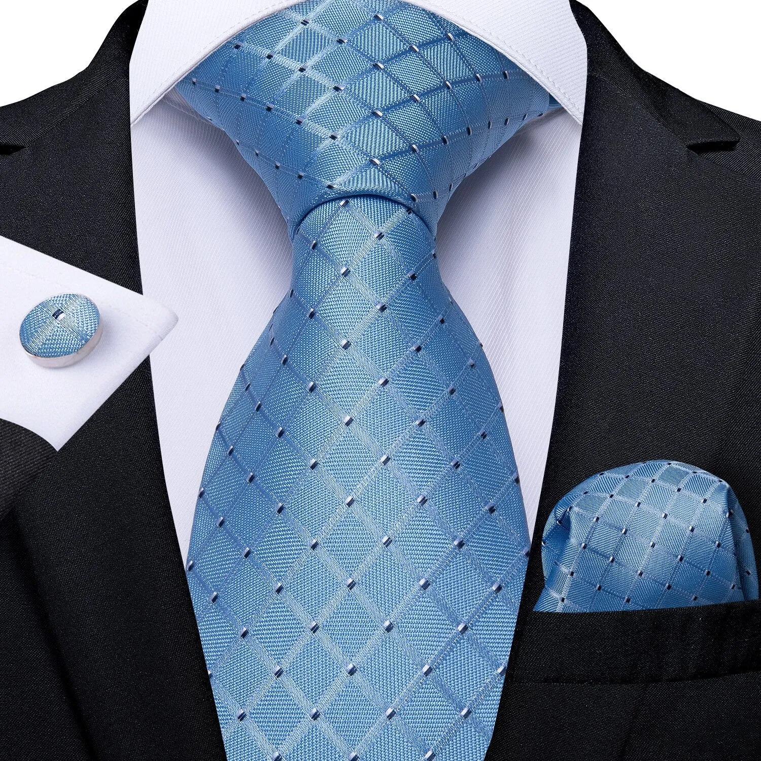 Gift Men Tie Teal Green Paisley Novelty Design Silk Wedding Tie for Men Handky cufflink Tie Set DiBanGu Party Business Fashion