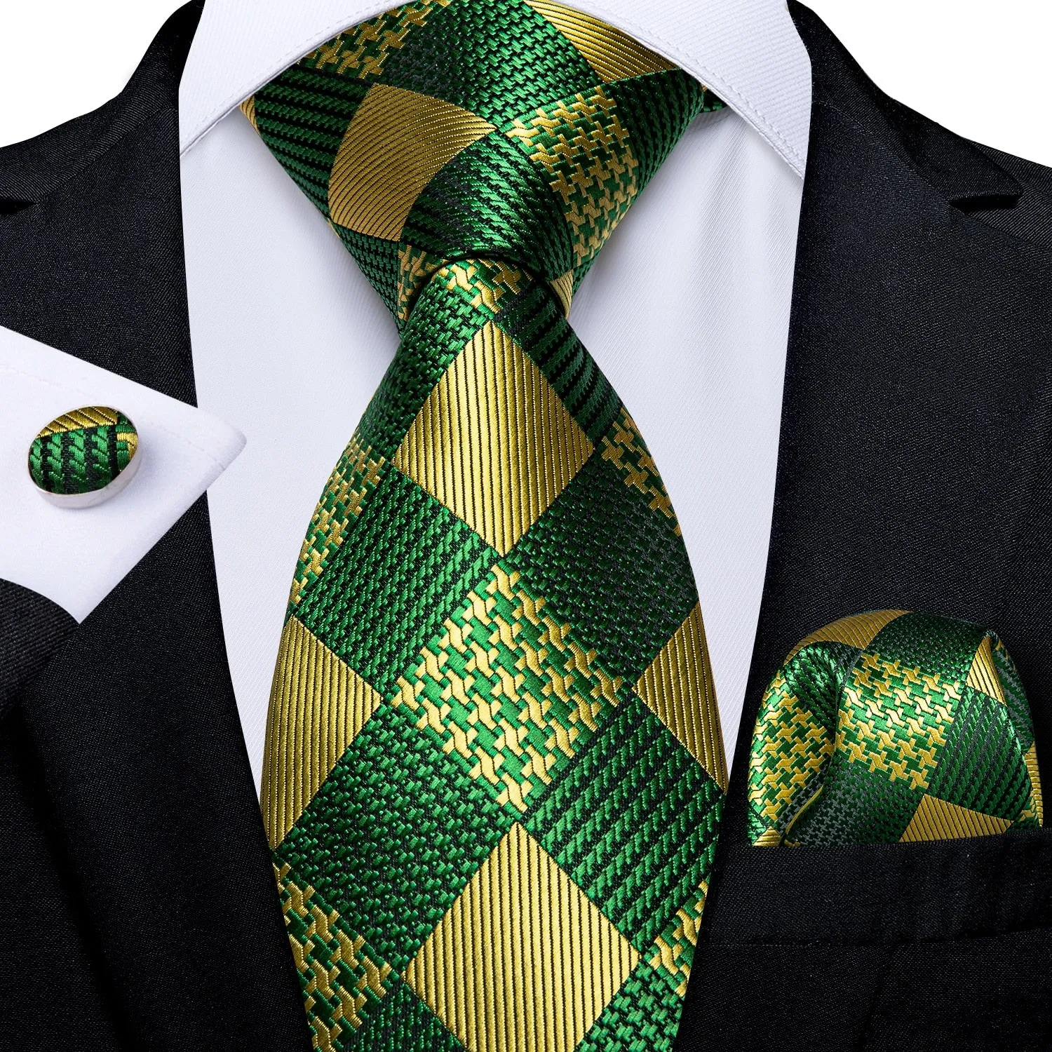 Gift Men Tie Teal Green Paisley Novelty Design Silk Wedding Tie for Men Handky cufflink Tie Set DiBanGu Party Business Fashion