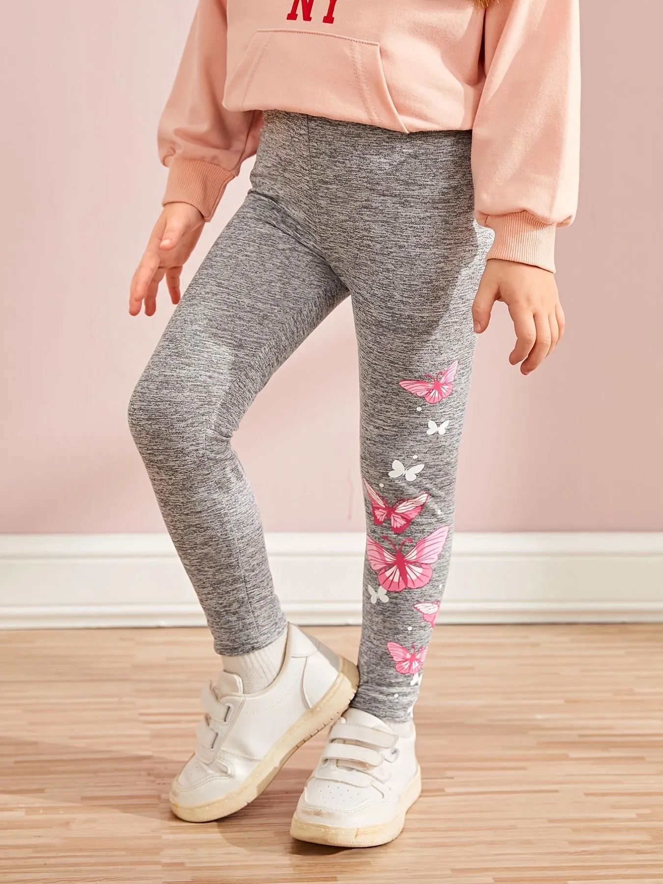 Girls Butterfly Print Elastic Waist Tights