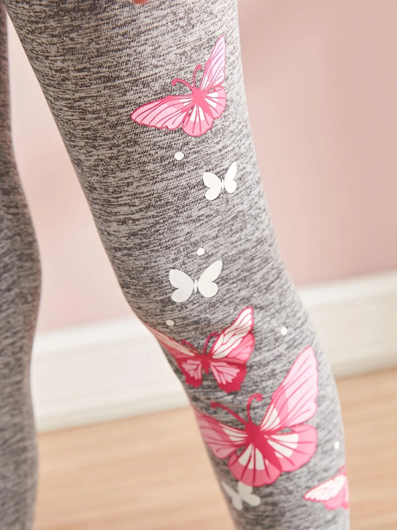 Girls Butterfly Print Elastic Waist Tights