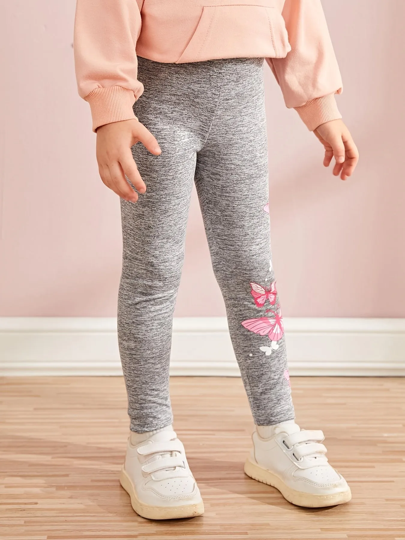Girls Butterfly Print Elastic Waist Tights