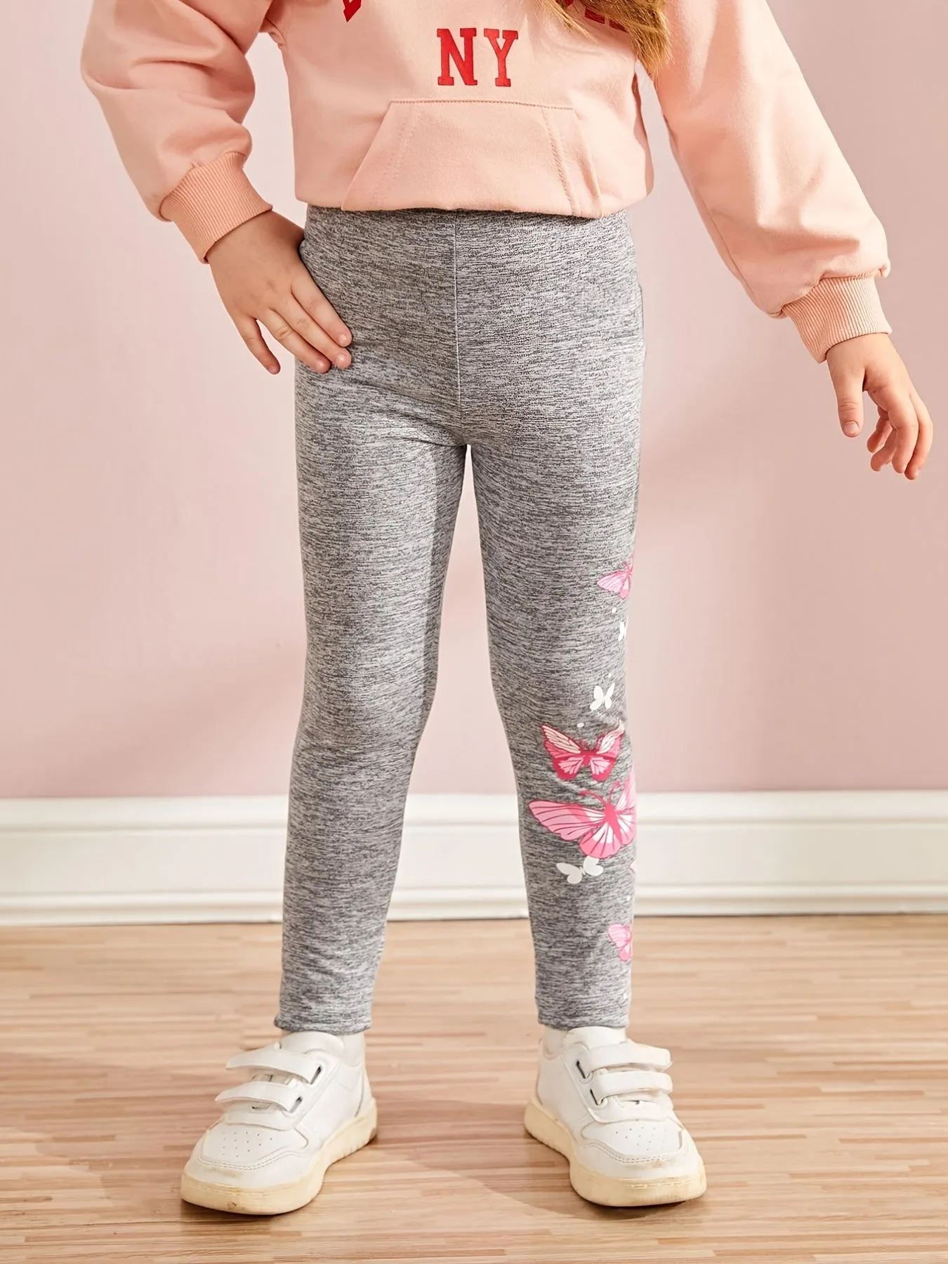 Girls Butterfly Print Elastic Waist Tights