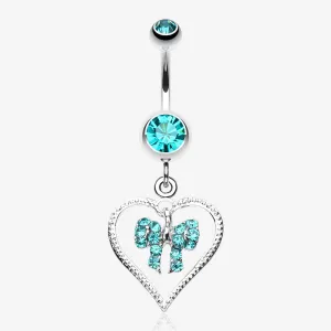 Glam Bow-Tie in Heart Belly Button Ring