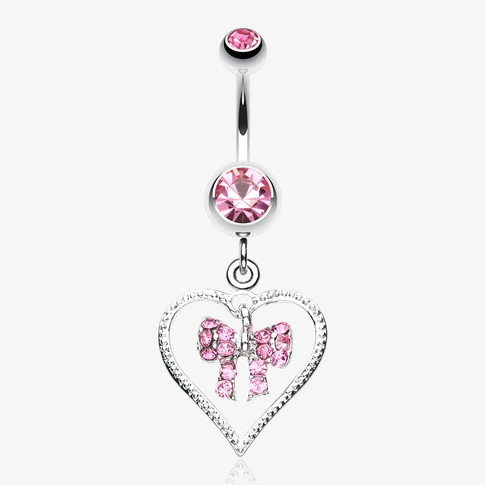 Glam Bow-Tie in Heart Belly Button Ring