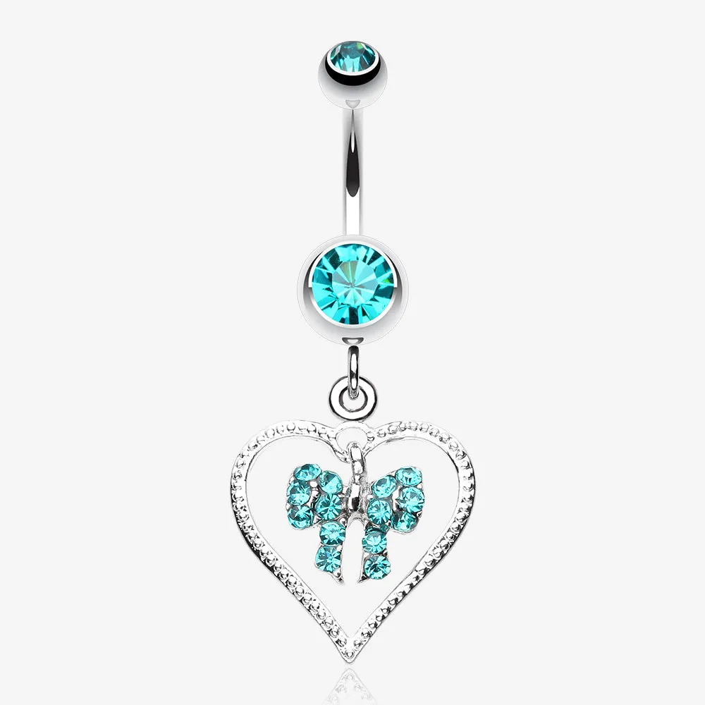 Glam Bow-Tie in Heart Belly Button Ring