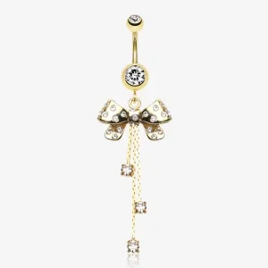 Glistening Bow-Tie Multi-Gem Belly Button Ring