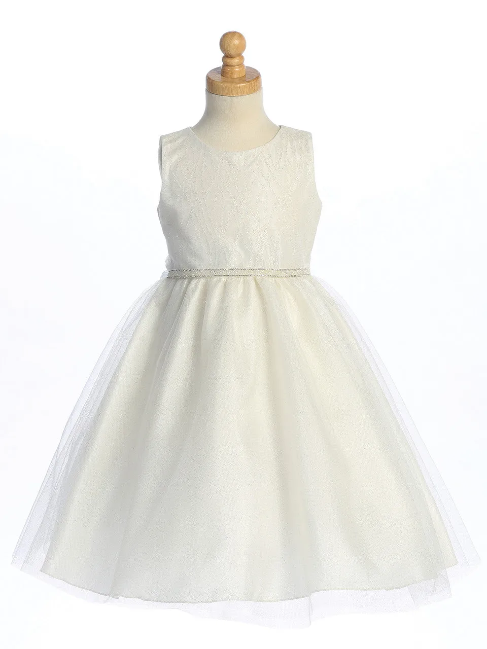 Glitter Tulle Dress - Ivory - BL258-IVO