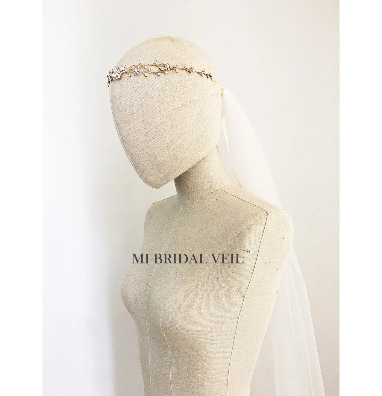 Gold Flower w Leaf Hair Vine, Bridal Headpieces Mi Bridal