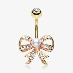 Golden Bow-Tie Splendid Belly Button Ring