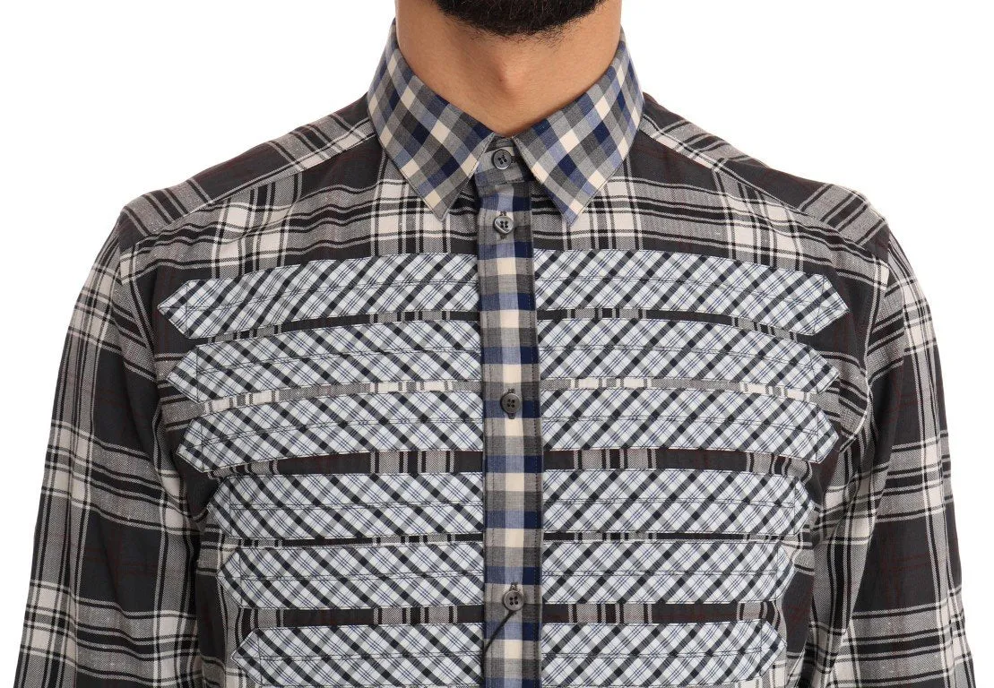 Gray Check Cotton GOLD Slim Fit Shirt