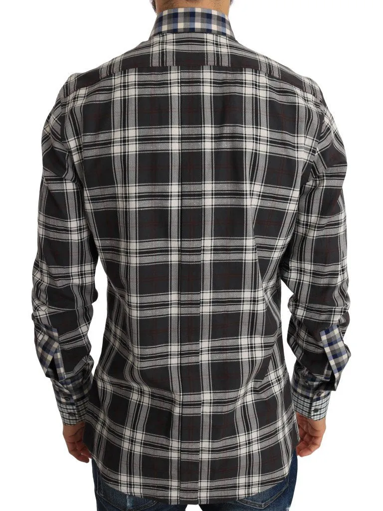 Gray Check Cotton GOLD Slim Fit Shirt