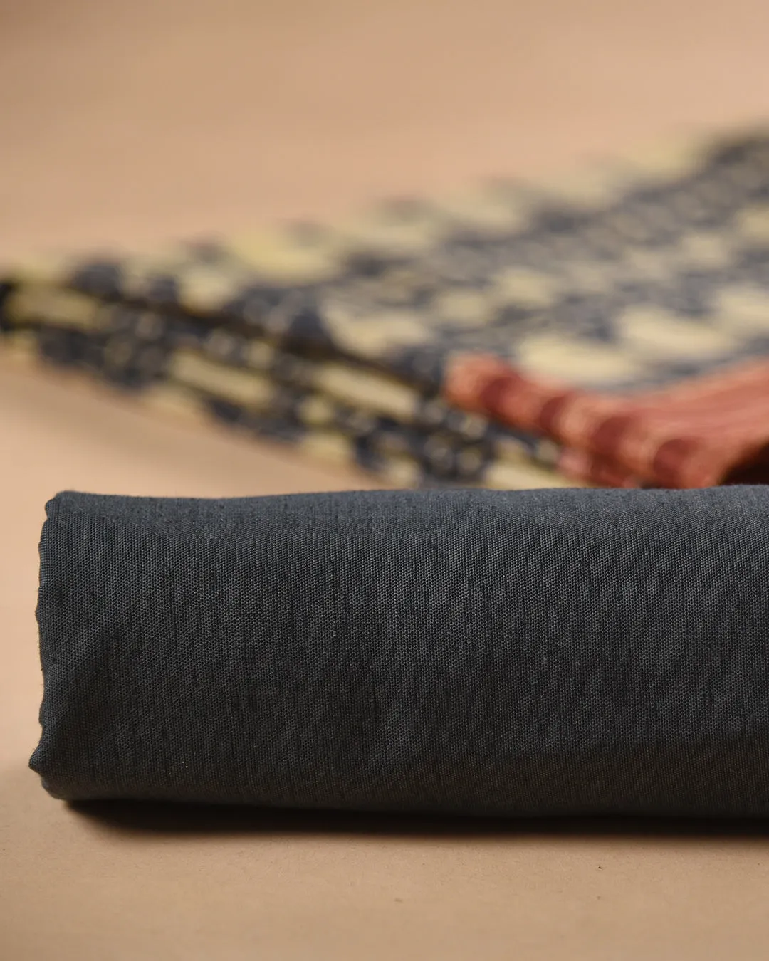 Gray Cotton Silk Blend Printed Unstitched Suit Fabric Set With Cotton Silk Printed Dupatta