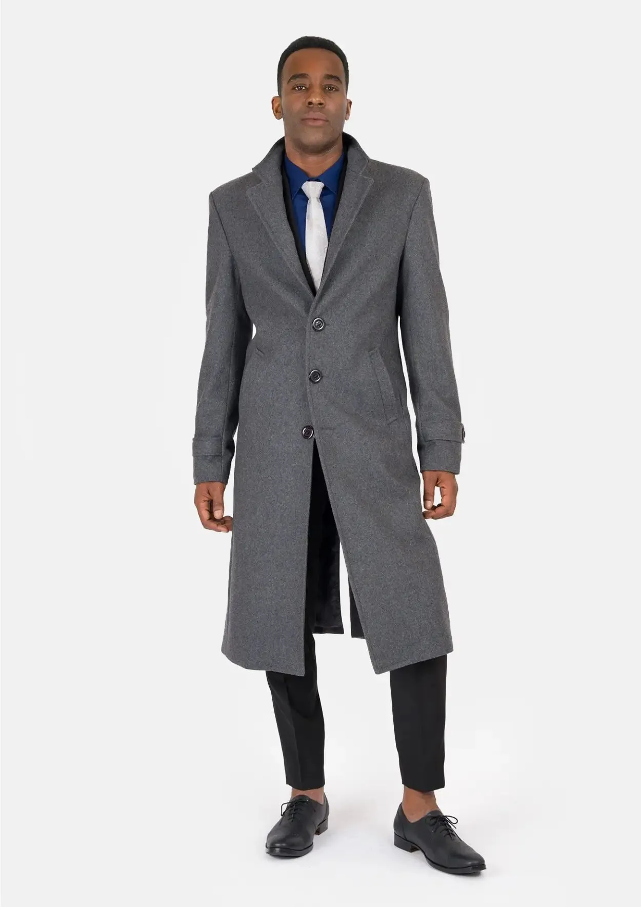 Grey Wool Classic Long Overcoat