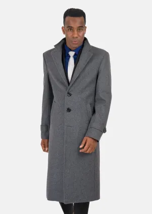 Grey Wool Classic Long Overcoat