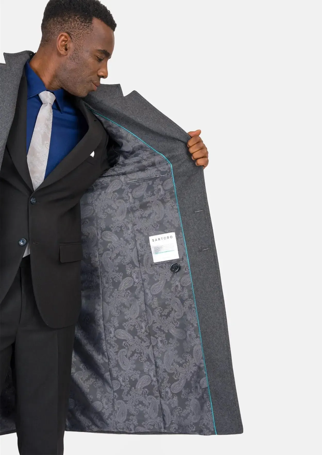 Grey Wool Classic Long Overcoat