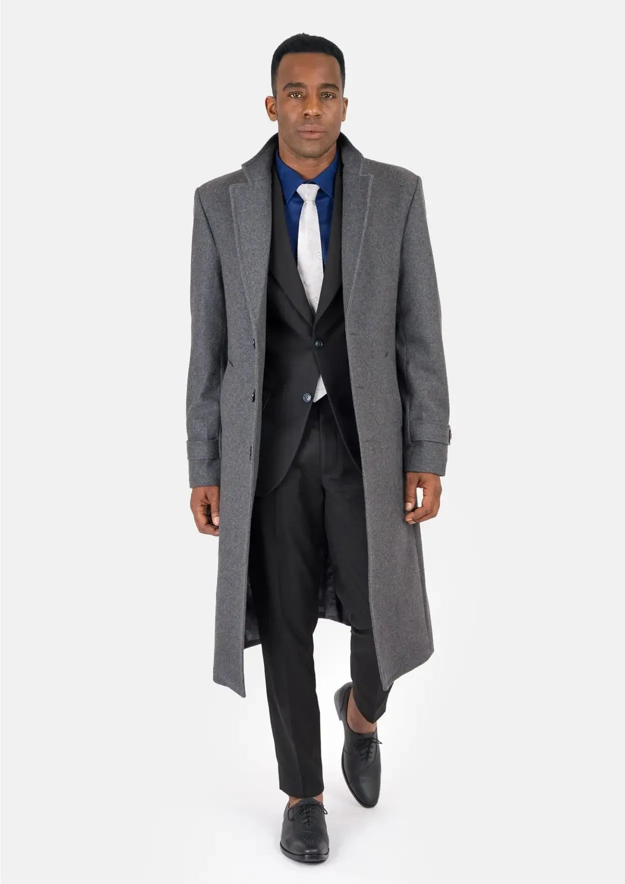 Grey Wool Classic Long Overcoat