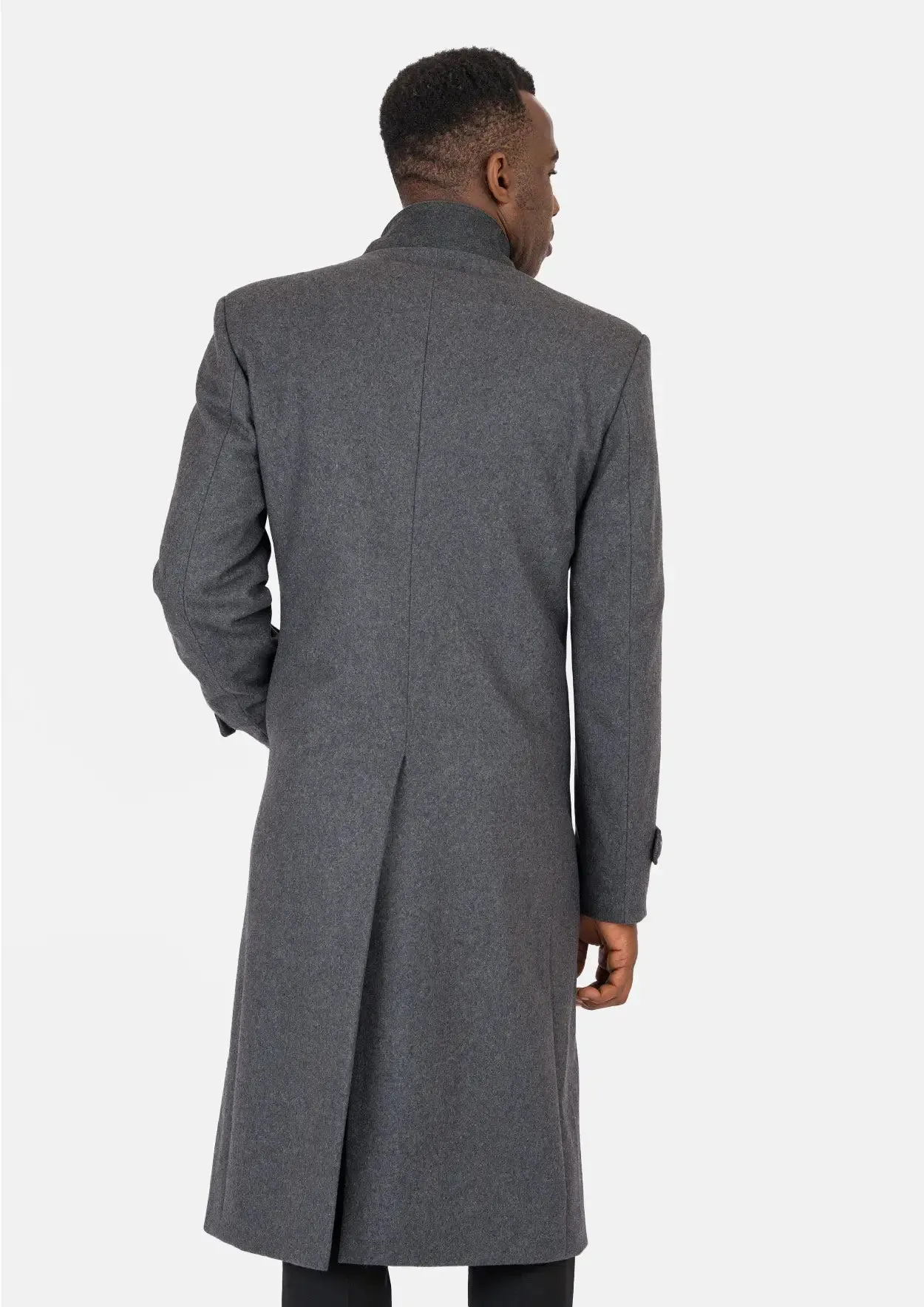 Grey Wool Classic Long Overcoat